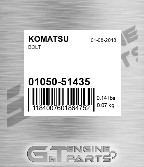 01050-51435 Bolt for KOMATSU