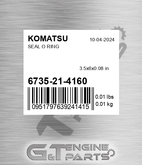 6735-21-4160 Seal O Ring for KOMATSU