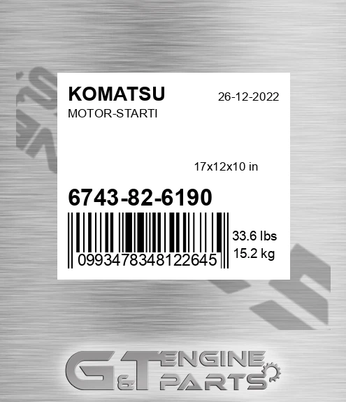 6743-82-6190 Motor-starti for KOMATSU