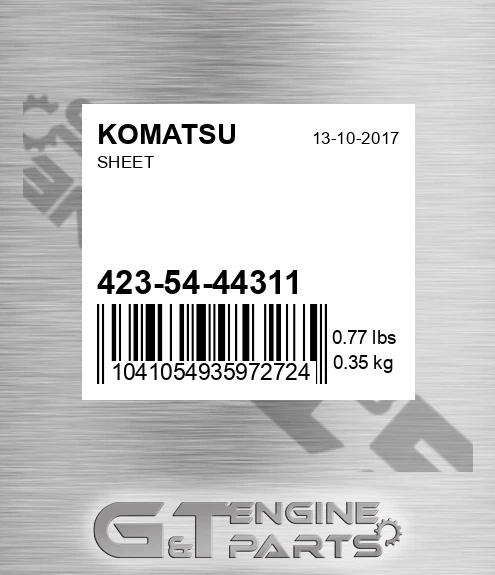 423-54-44311 Sheet for KOMATSU