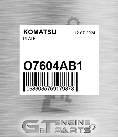O7604AB1 KOMATSU Plate