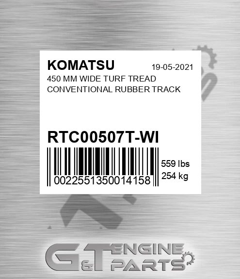 RTC00507T-WI 450 Mm Wide Turf Tread Conventional Rubber Track