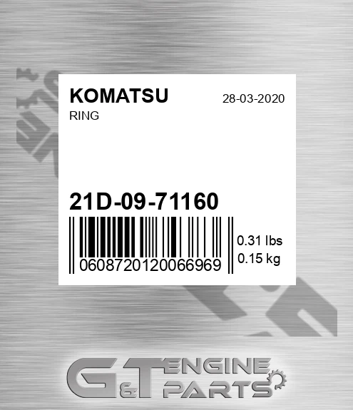21D-09-71160 Ring for KOMATSU