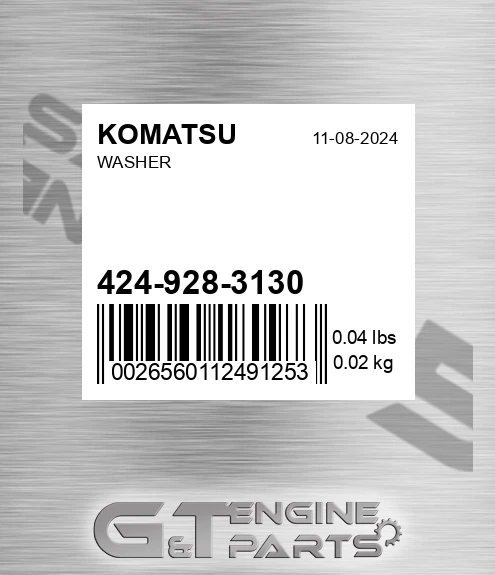 424-928-3130 Washer for KOMATSU