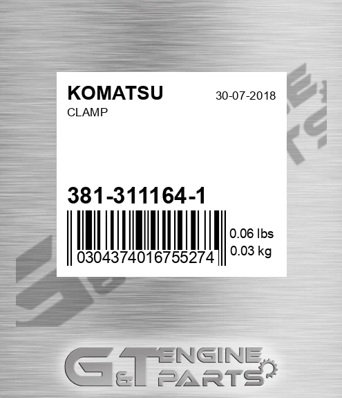 381-311164-1 Clamp for KOMATSU