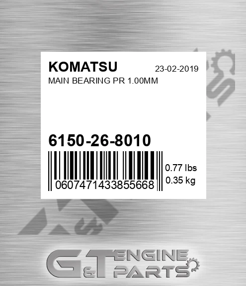 6150-26-8010 Main Bearing Pr 1.00mm