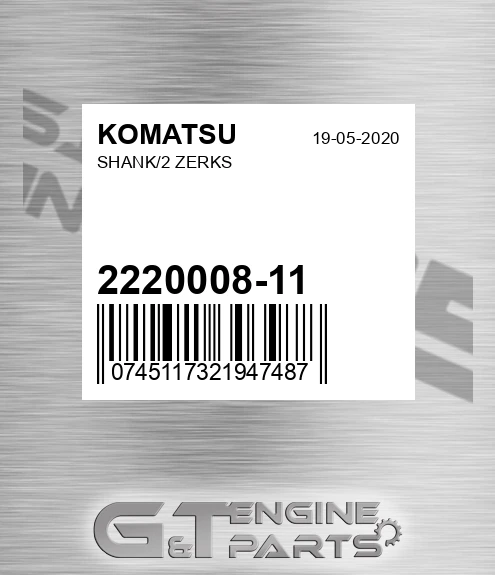 2220008-11 Shank/2 Zerks