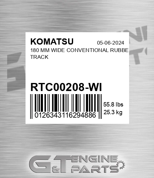 RTC00208-WI 180 Mm Wide Conventional Rubber Track