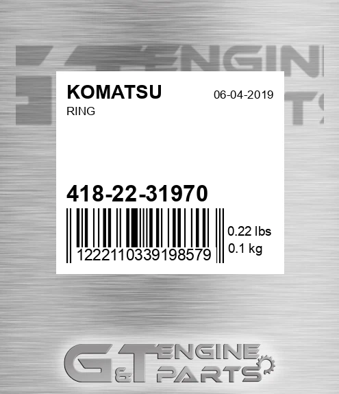 418-22-31970 Ring for KOMATSU