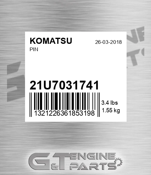 21U-70-31741 Pin for KOMATSU