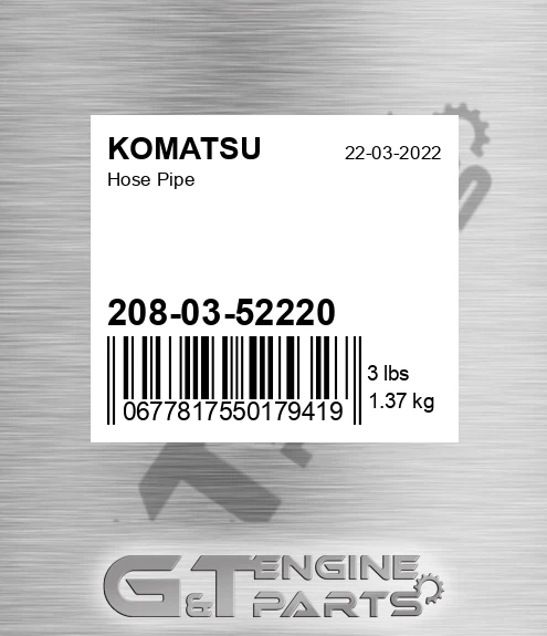 208-03-52220 Hose Pipe for KOMATSU