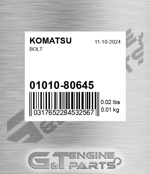 01010-80645 Bolt