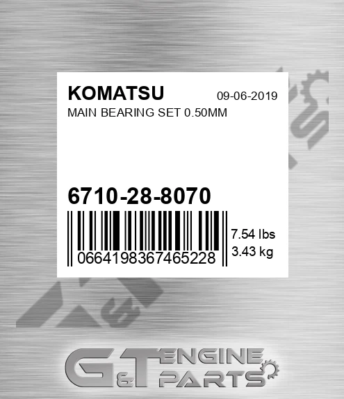 6710-28-8070 Main Bearing Set 0.50mm for KOMATSU