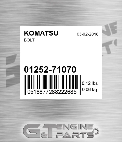 01252-71070 Bolt for KOMATSU