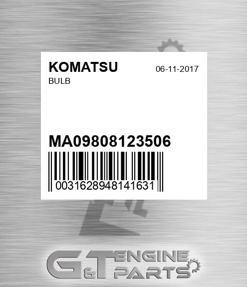 MA09808123506 Bulb for KOMATSU