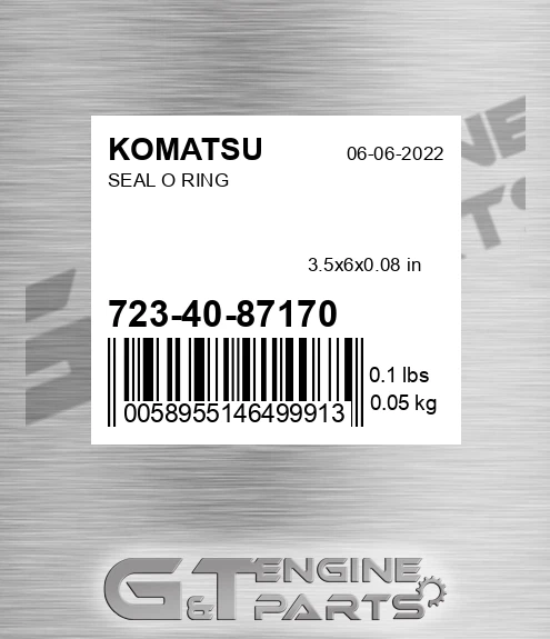 723-40-87170 Seal O Ring for KOMATSU