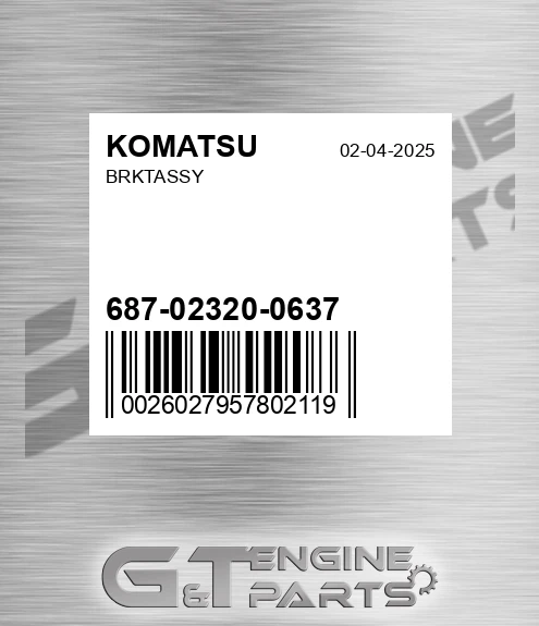 687-02320-0637 Brktassy for KOMATSU