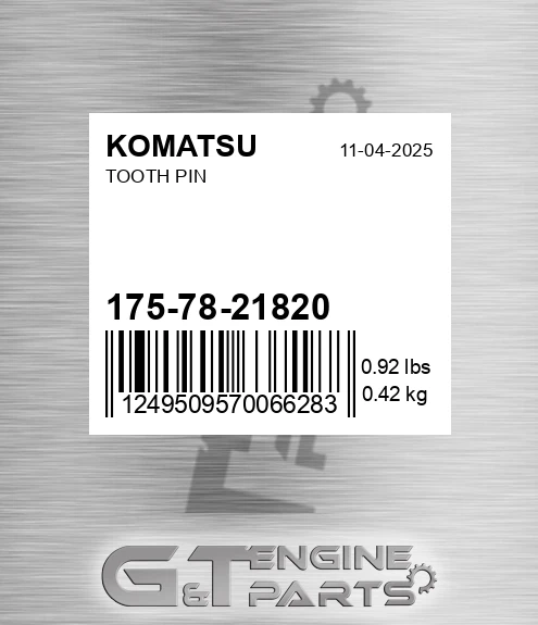 175-78-21820 Tooth Pin for KOMATSU