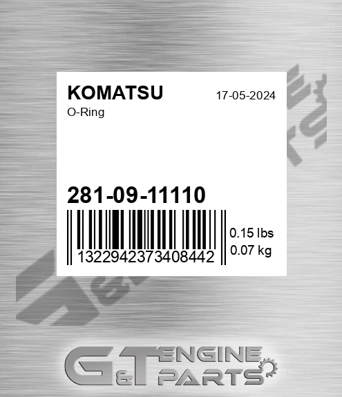281-09-11110 O-ring for KOMATSU