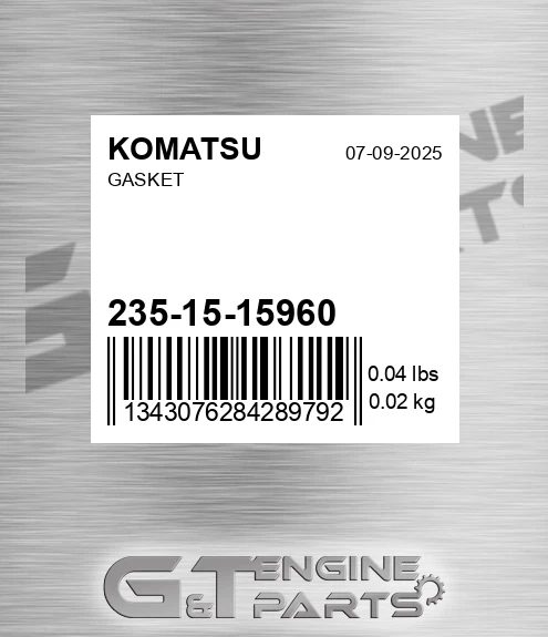 235-15-15960 Gasket for KOMATSU