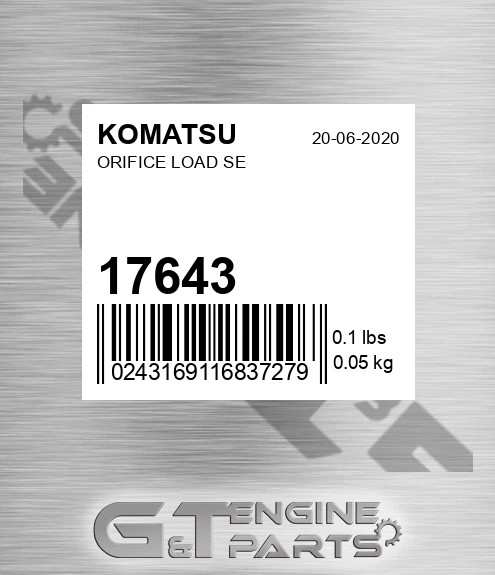 17643 KOMATSU Orifice Load Se