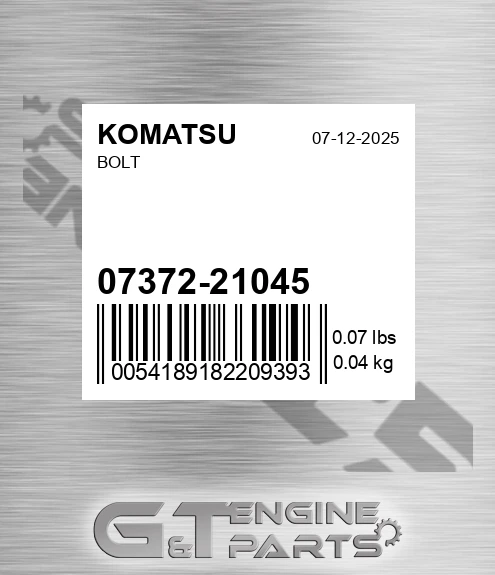 07372-21045 Bolt for KOMATSU