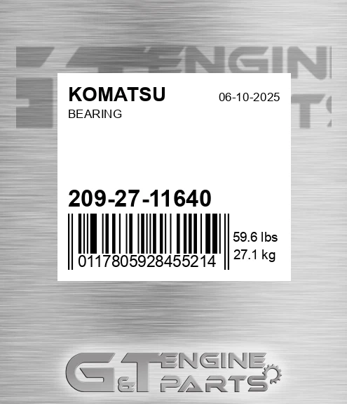 209-27-11640 Bearing for KOMATSU