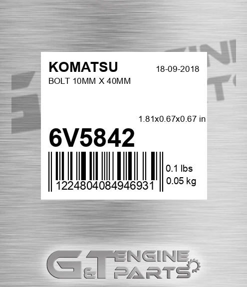 6V5842 Bolt 10mm X 40mm
