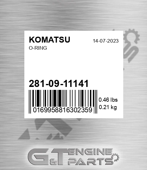 281-09-11141 O-ring for KOMATSU