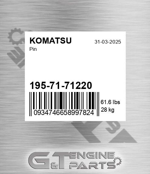 195-71-71220 Pin for KOMATSU