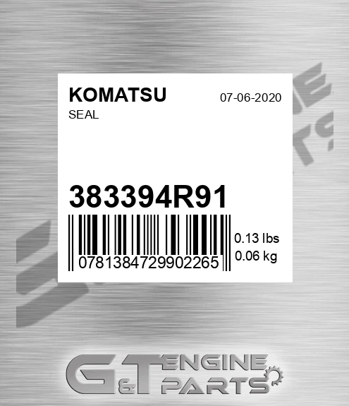 383394R91 Seal for KOMATSU