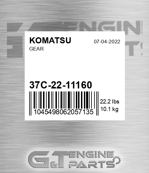 37C-22-11160 Gear for KOMATSU