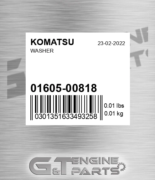 01605-00818 Washer for KOMATSU