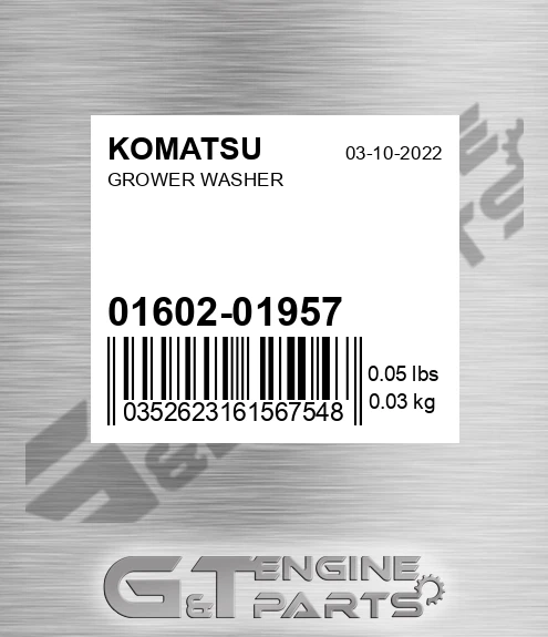 01602-01957 Grower Washer for KOMATSU