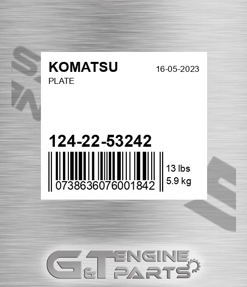124-22-53242 Plate for KOMATSU