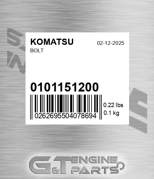 01011-51200 Bolt for KOMATSU