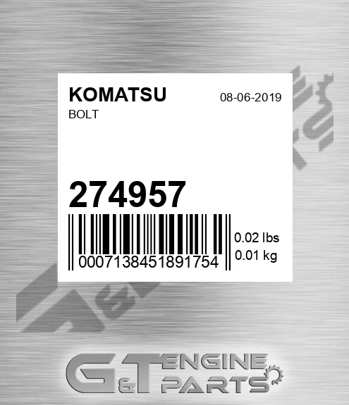 274957 Bolt for KOMATSU