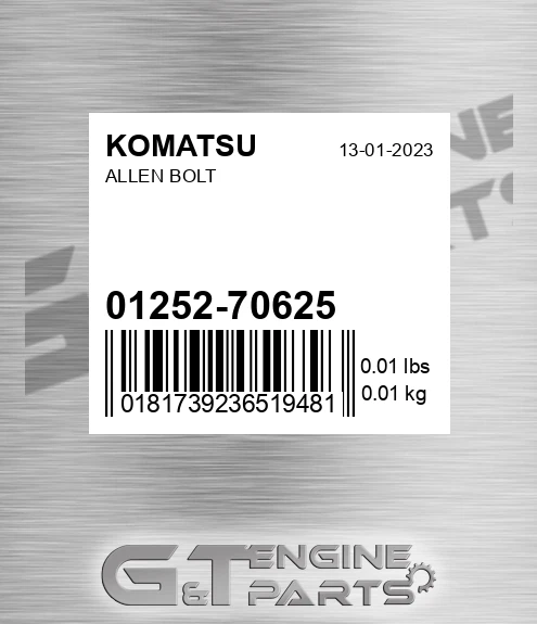 01252-70625 Allen Bolt for KOMATSU