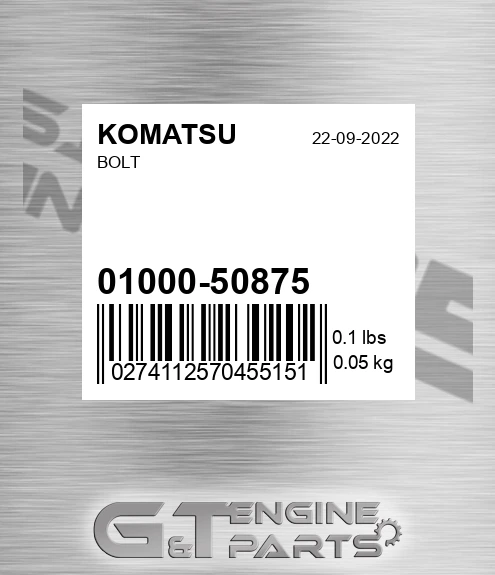 01000-50875 Bolt for KOMATSU