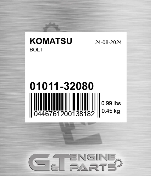 01011-32080 Bolt for KOMATSU