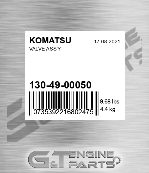 130-49-00050 Valve Ass'y for KOMATSU