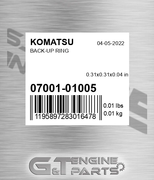 0700101005 Back-up Ring for KOMATSU