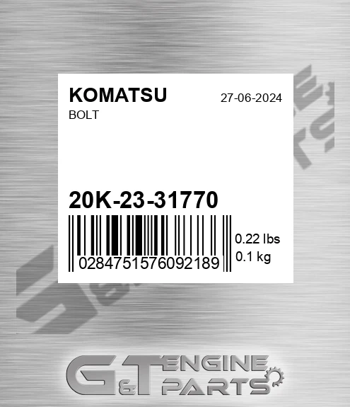 20K-23-31770 Bolt for KOMATSU