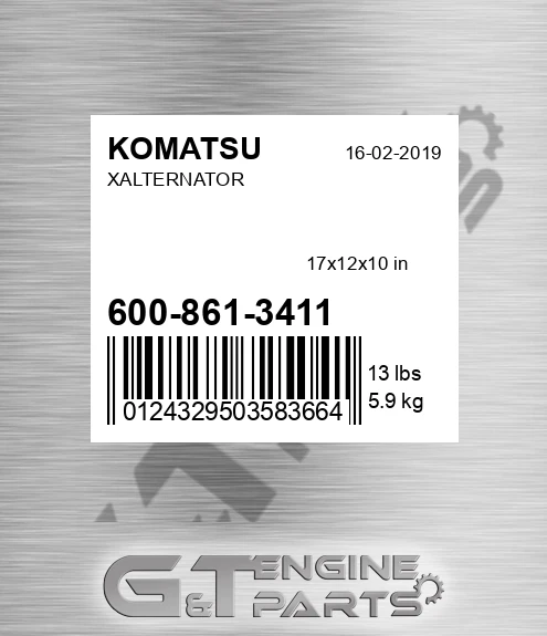 600-861-3411 Xalternator for KOMATSU