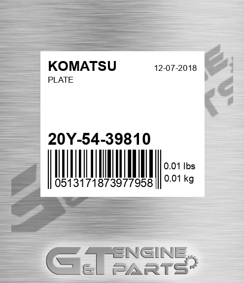20Y-54-39810 Plate for KOMATSU