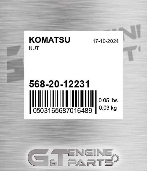 568-20-12231 Nut for KOMATSU