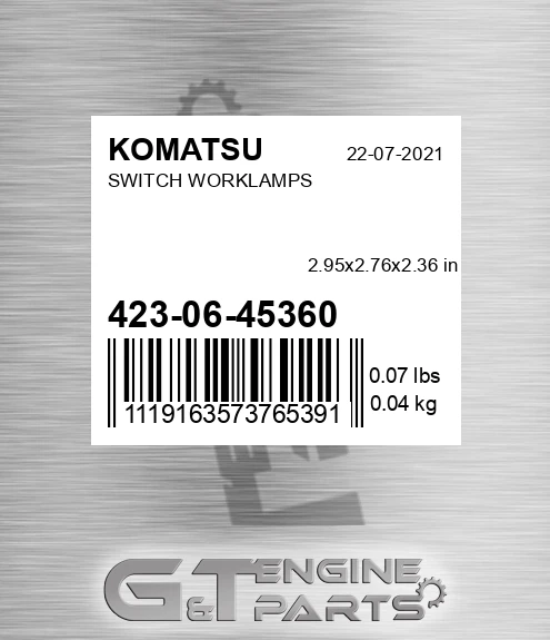 423-06-45360 Switch Worklamps for KOMATSU