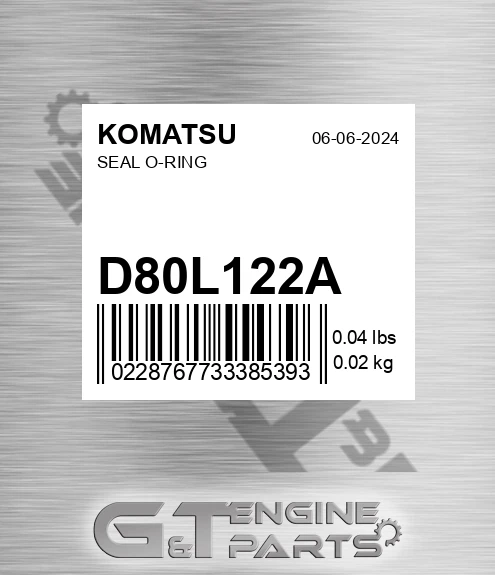 D80L122A Seal O-ring