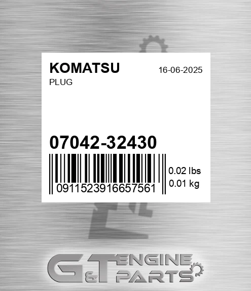 07042-32430 Plug for KOMATSU