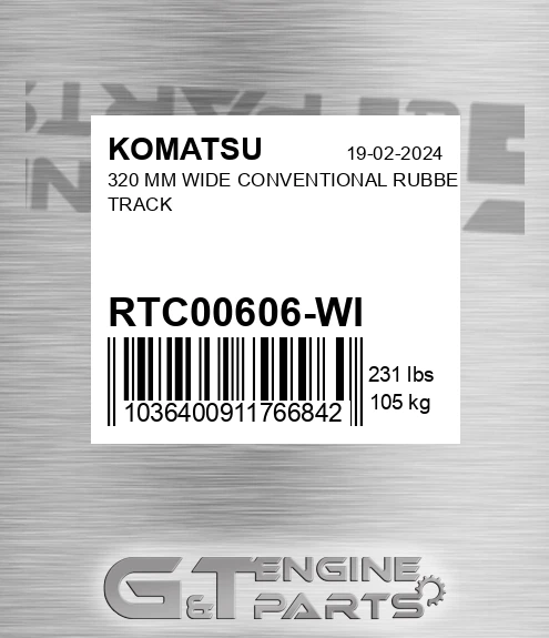 RTC00606-WI 320 Mm Wide Conventional Rubber Track for KOMATSU